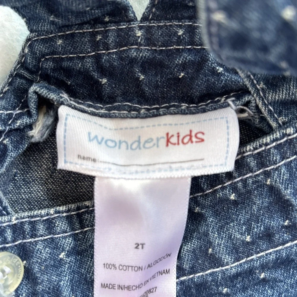 EUC Vintage Toddler Girl 2T Denim Jumper Dress Overalls Dress Beautiful‎
